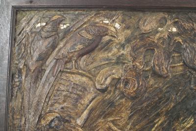 French Art Nouveau Polychromed Wall Plaque