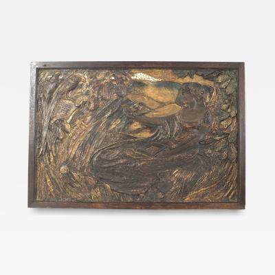 French Art Nouveau Polychromed Wall Plaque