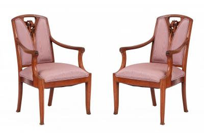 French Art Nouveau Purple Moire 5 Piece Living Room Set
