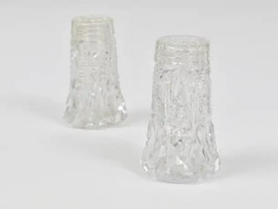 French Art Nouveau Salt Pepper Shakers Facetted Crystal Glass from the 1920s