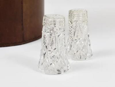 French Art Nouveau Salt Pepper Shakers Facetted Crystal Glass from the 1920s
