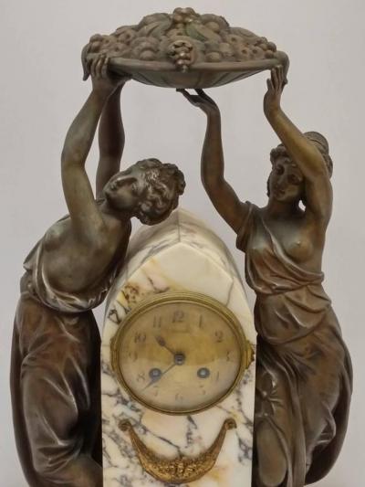 French Art Nouveau Sculpture Clock