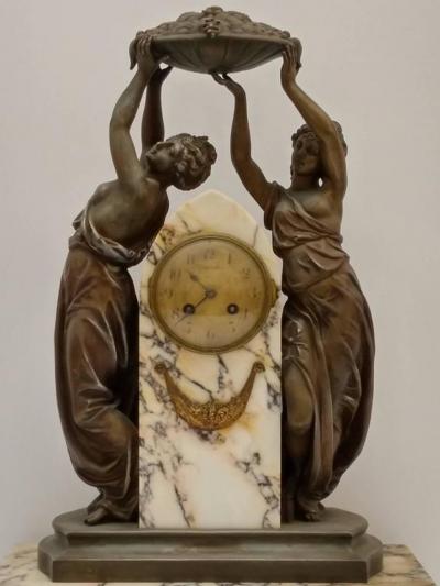 French Art Nouveau Sculpture Clock