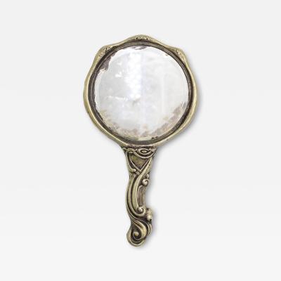 French Art Nouveau Silver Plated Hand Mirror
