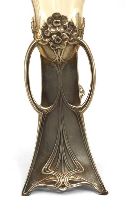 French Art Nouveau Silvered Metal Bud Vase