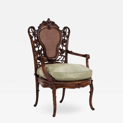 French Art Nouveau Walnut Arm Chair