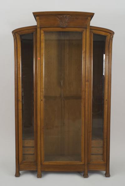 French Art Nouveau Walnut Display Cabinet