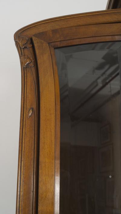 French Art Nouveau Walnut Display Cabinet