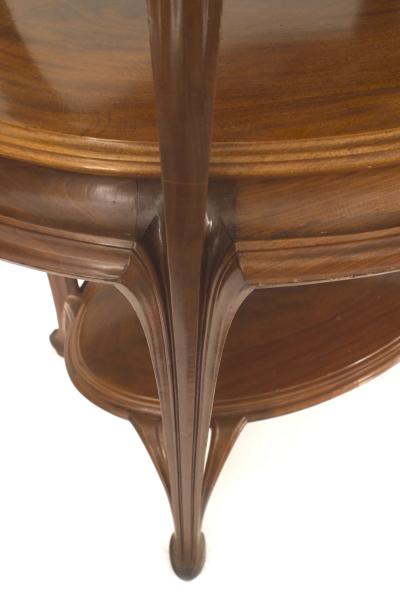 French Art Nouveau Walnut Three Tier Table