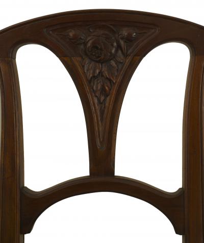 French Art Nouveau Walnut and Velvet Side Chair