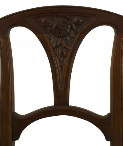 French Art Nouveau Walnut and Velvet Side Chair