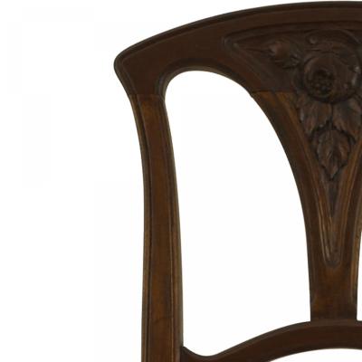 French Art Nouveau Walnut and Velvet Side Chair