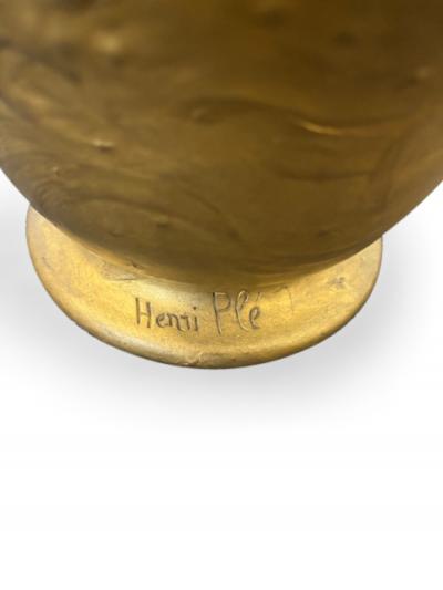 French Art Nouveau gilt bronze jardiniere with handles