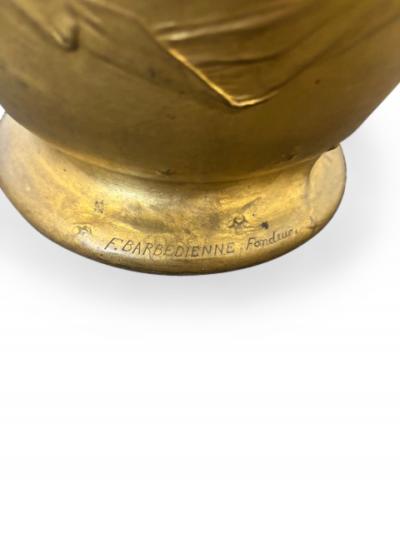 French Art Nouveau gilt bronze jardiniere with handles
