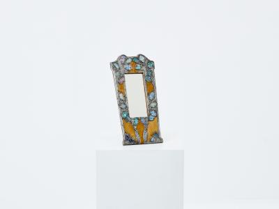 French Art Nouveau tin and amboyna burl vanity mirror 1910s