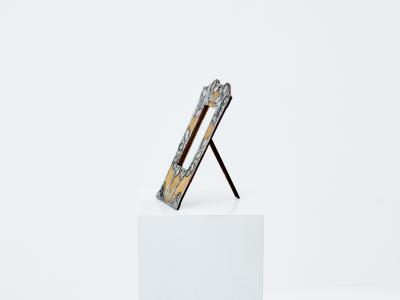 French Art Nouveau tin and amboyna burl vanity mirror 1910s