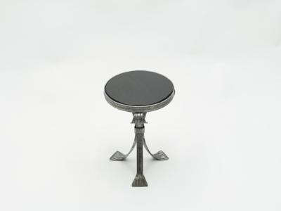 French Art deco wrought steel black oak gueridon 1940s