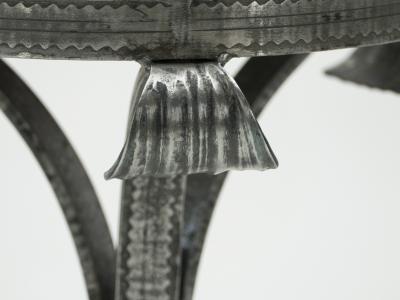 French Art deco wrought steel black oak gueridon 1940s