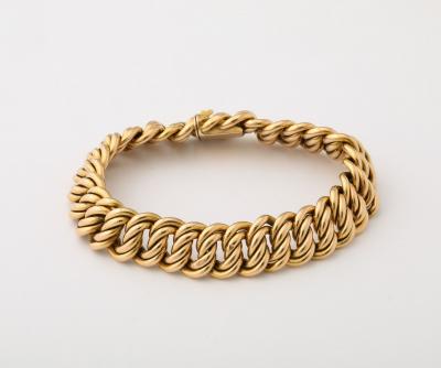 French Articulated Classic Link 18K Gold Bracelet