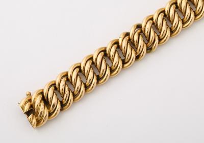 French Articulated Classic Link 18K Gold Bracelet