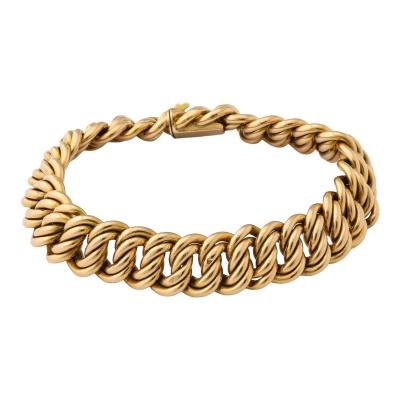 French Articulated Classic Link 18K Gold Bracelet