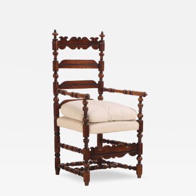 French Arts Crafts Turned Armchair 19th C 
