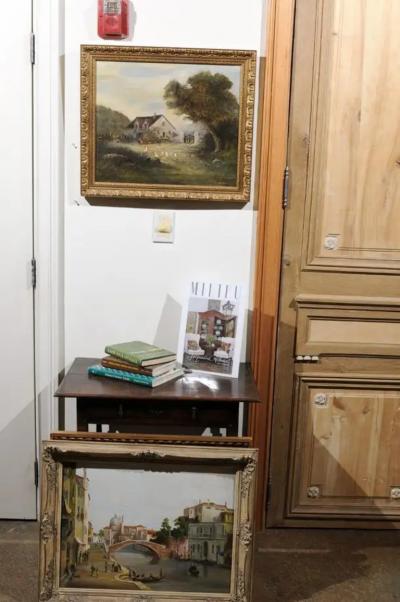 French Barbizon School Framed Oil on Canvas Pastoral Painting Signed Th Linsyer