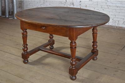 French Baroque Louis XIII Period 17th Century Oval Walnut Table