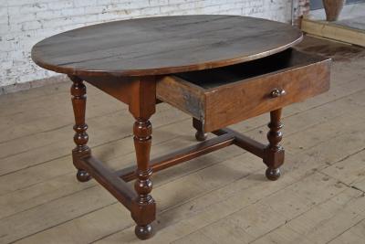 French Baroque Louis XIII Period 17th Century Oval Walnut Table