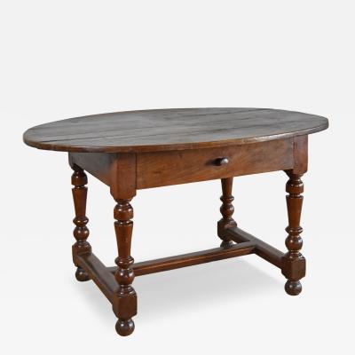 French Baroque Louis XIII Period 17th Century Oval Walnut Table