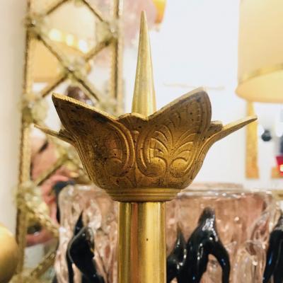 French Baroque Revival Pair of Gilt Bronze Ormolu Pricket Candlesticks 1880s