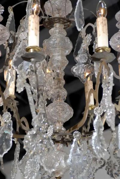 French Baroque Revival Six Light Crystal Chandelier from a Church circa 1860