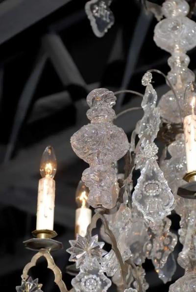 French Baroque Revival Six Light Crystal Chandelier from a Church circa 1860