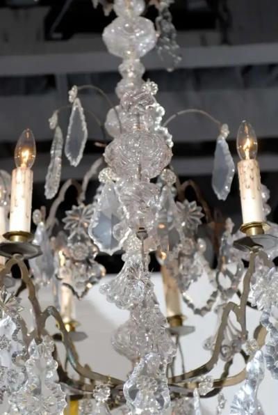 French Baroque Revival Six Light Crystal Chandelier from a Church circa 1860