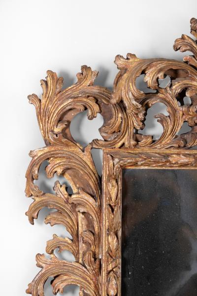 French Baroque Style Carved Giltwood Mirror with Laurel Acanthus Circa 1850
