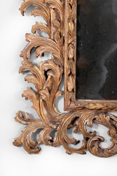 French Baroque Style Carved Giltwood Mirror with Laurel Acanthus Circa 1850