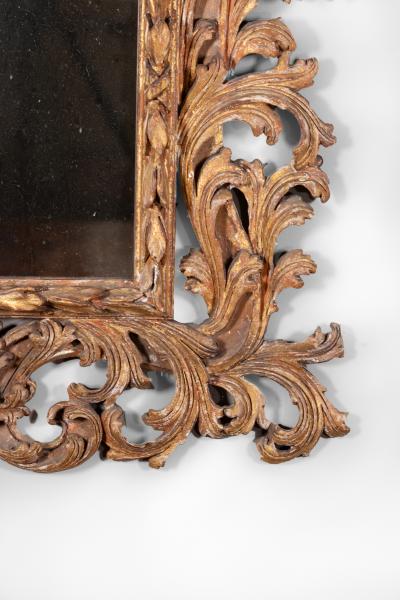 French Baroque Style Carved Giltwood Mirror with Laurel Acanthus Circa 1850