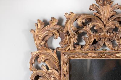 French Baroque Style Carved Giltwood Mirror with Laurel Acanthus Circa 1850