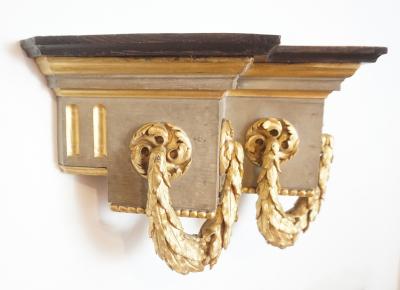 French Baroque Style Parcel Gilt Carved Wood Wall Bracket Sconce or Shelf