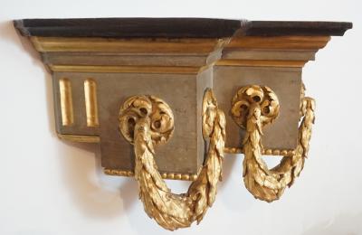 French Baroque Style Parcel Gilt Carved Wood Wall Bracket Sconce or Shelf