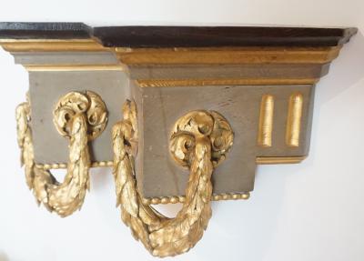 French Baroque Style Parcel Gilt Carved Wood Wall Bracket Sconce or Shelf