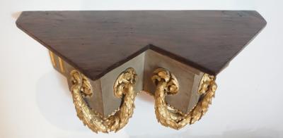 French Baroque Style Parcel Gilt Carved Wood Wall Bracket Sconce or Shelf