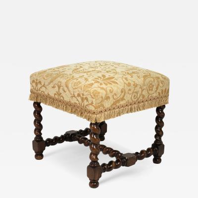 French Baroque Style Upholstered Walnut Stool Circa 1900