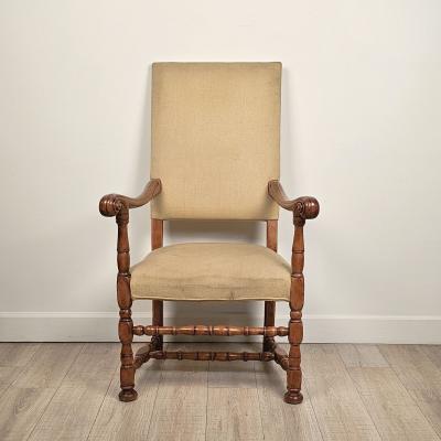 French Baroque Walnut Armchair circa 1700