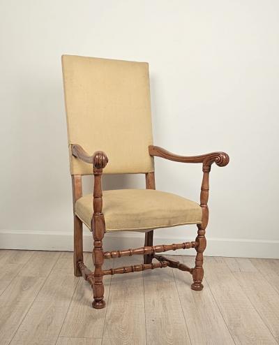 French Baroque Walnut Armchair circa 1700