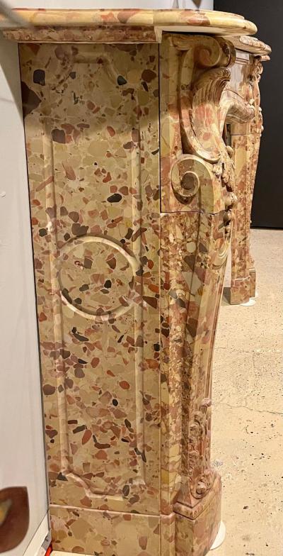 French Beige and Rouge Marble Fire Surround