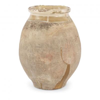 French Biot Jar with Yellow Glazed Rim