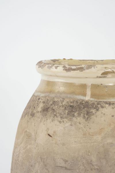 French Biot Jar with Yellow Glazed Rim