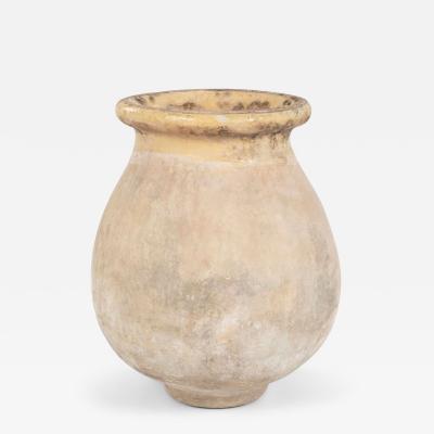 French Biot Jar with Yellow Glazed Rim
