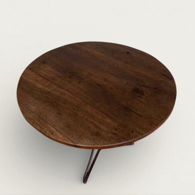 French Bistro Table with Original Wood Top 19th Century